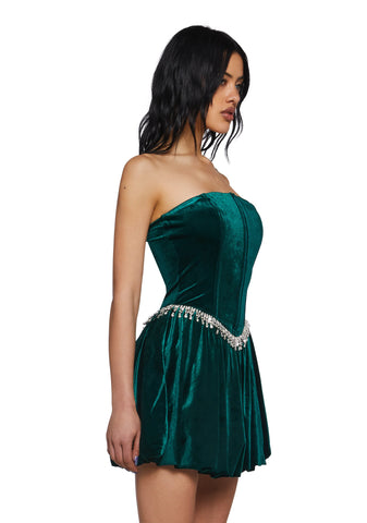 Tinsel Event Velvet Dress - Green