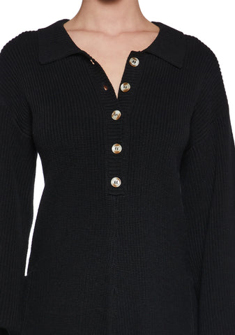 Cozy Weekends Knit Romper - Black