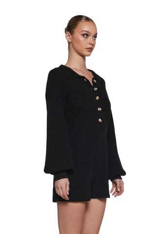 Cozy Weekends Knit Romper - Black