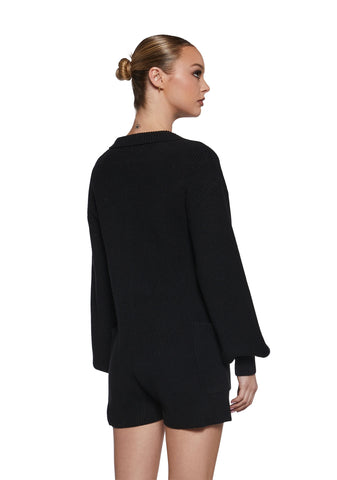 Cozy Weekends Knit Romper - Black