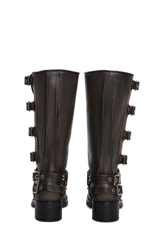 Rocky Distressed Buckle Boots