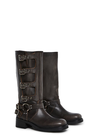 Rocky Distressed Buckle Boots