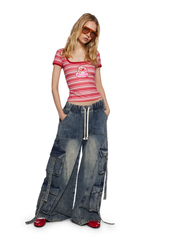 Caring Hearts Striped Tee