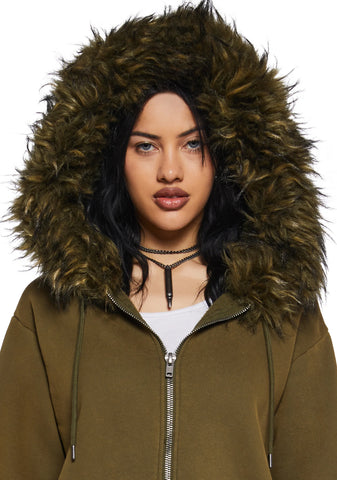 Off The Hook Zip-Up Hoodie - Green