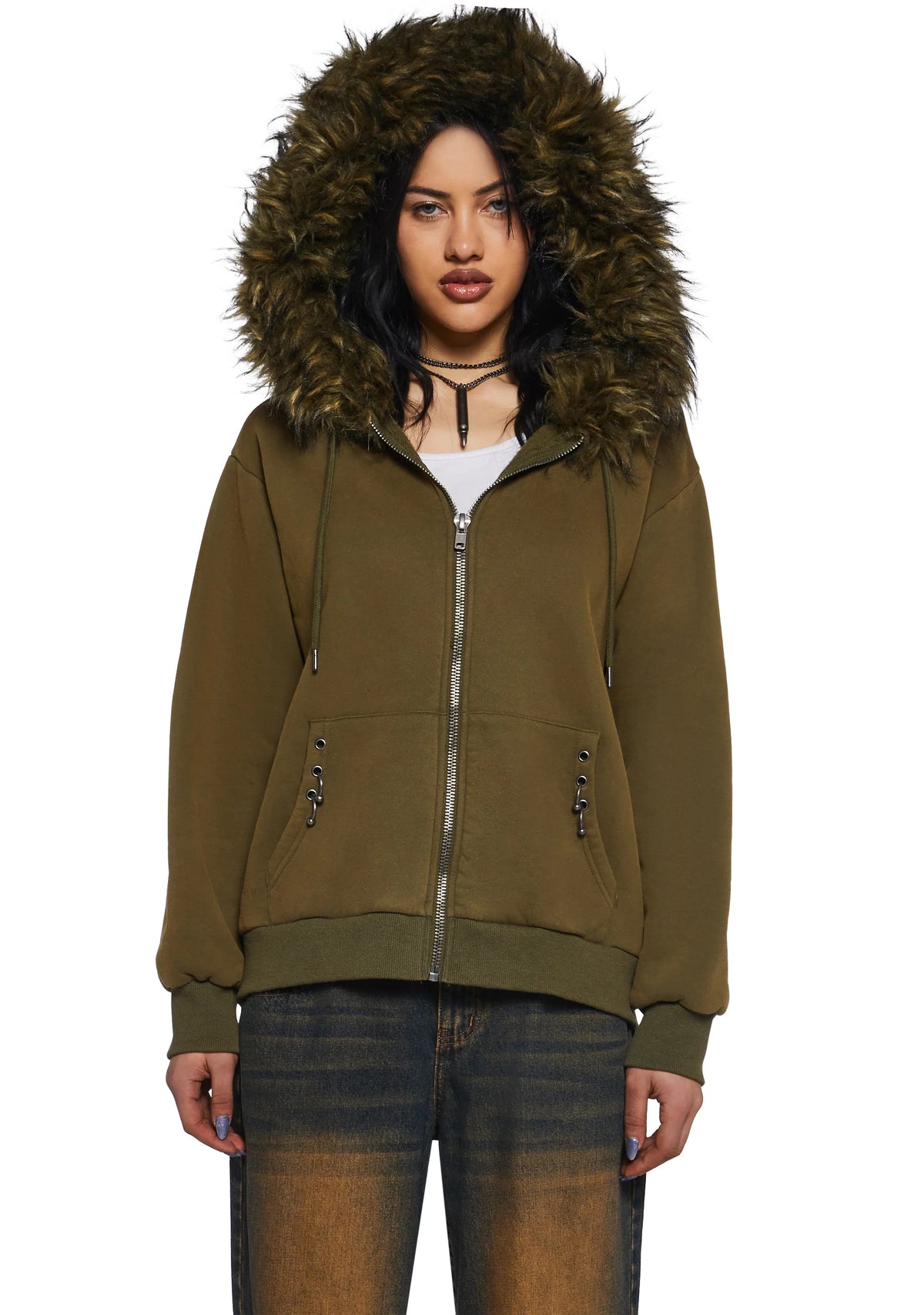 Off The Hook Zip-Up Hoodie - Green