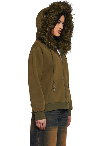 Off The Hook Zip-Up Hoodie - Green