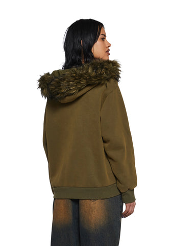 Off The Hook Zip-Up Hoodie - Green