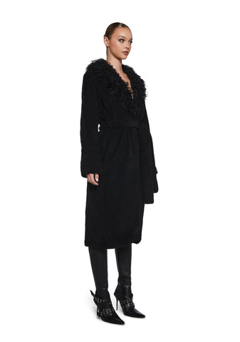 Winter Hearts Faux Fur Coat - Black