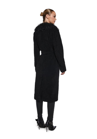 Winter Hearts Faux Fur Coat - Black