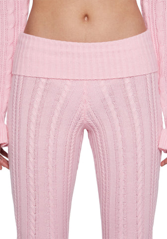 Deep Thoughts Flare Pants - Pink