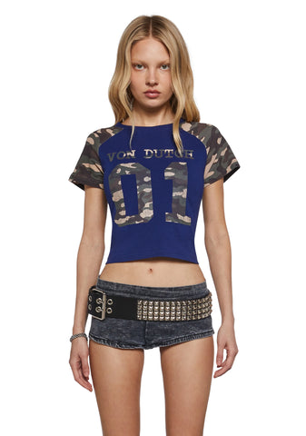 Camo Raglan Tee - Blue