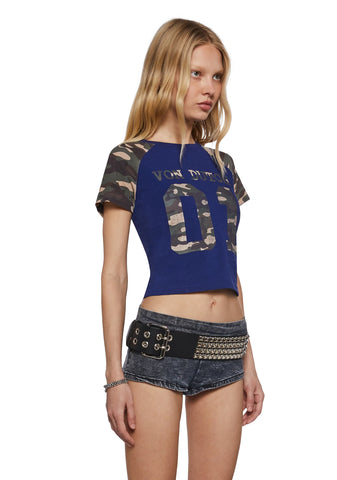 Camo Raglan Tee - Blue