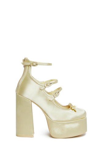Smiling Melody Platform Heels - Yellow