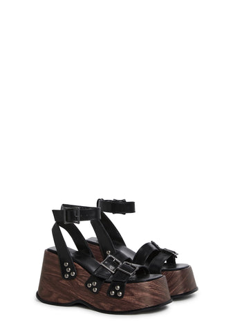 Summer Moves Platform Wedges - Black