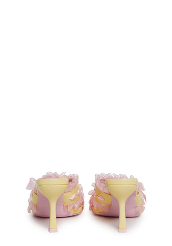 Sweetheart Glance Heeled Sandals - Yellow