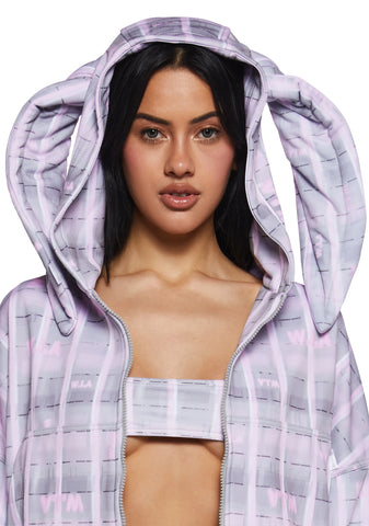 Erlang Zip Up Bunny Squares Hoodie