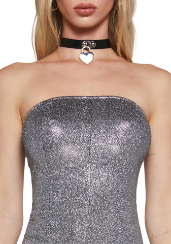 Times Square Kiss Metallic Romper