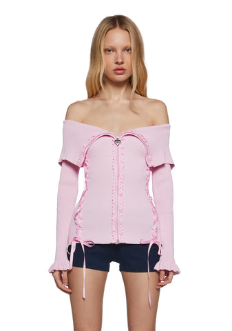 Love’s A Game Knit Cardigan-Pink