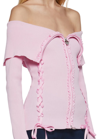 Love’s A Game Knit Cardigan-Pink