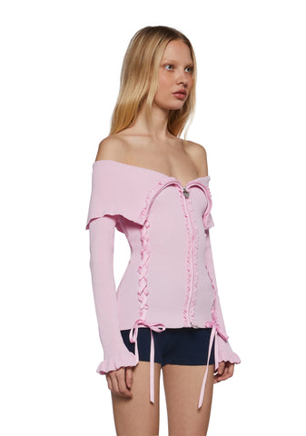 Love’s A Game Knit Cardigan-Pink