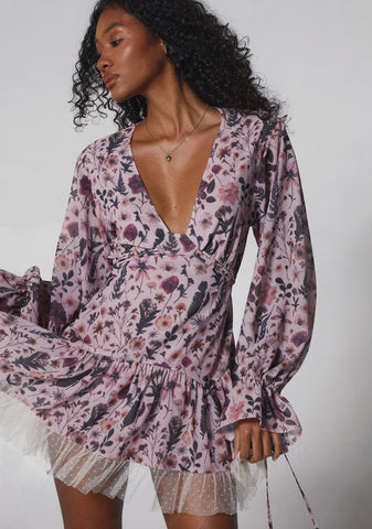 Dreamy Dusk Mini Dress - Floral