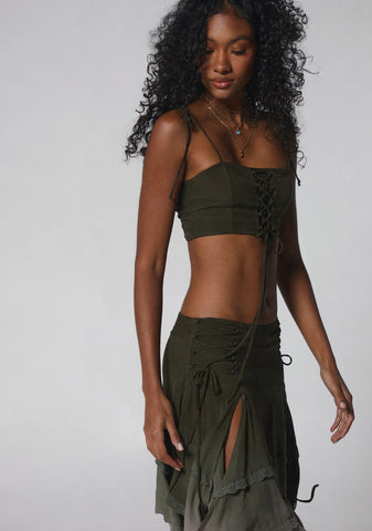 Sahara Wildflower Maxi Skirt Set - Green