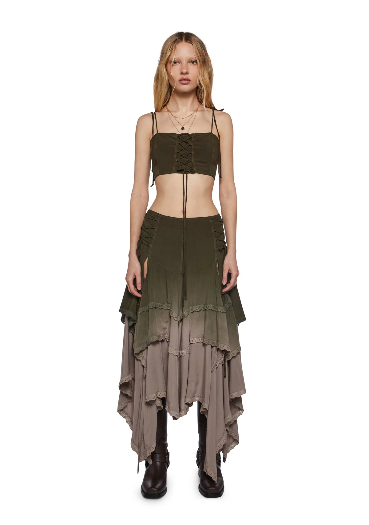 Sahara Wildflower Maxi Skirt Set - Green