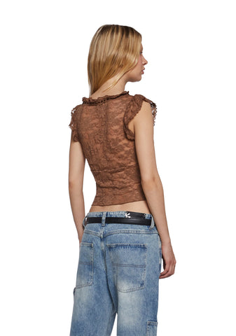 Elegance Reigns Lace Top - Brown