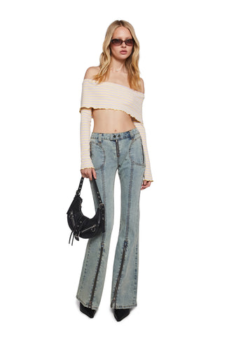 Mood Status Striped Top - Yellow