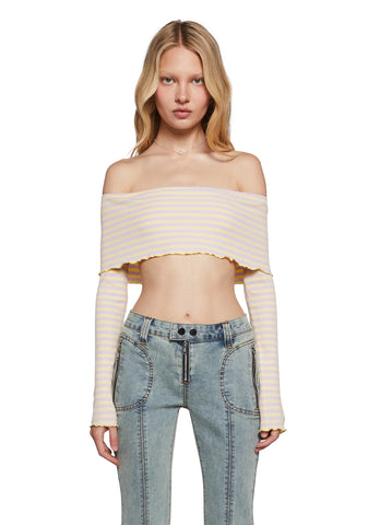 Mood Status Striped Top - Yellow