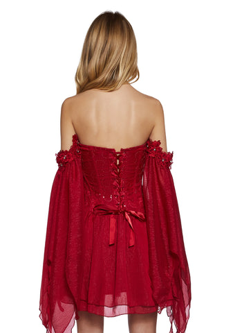 Sparkling Enchantment Mini Dress - Red