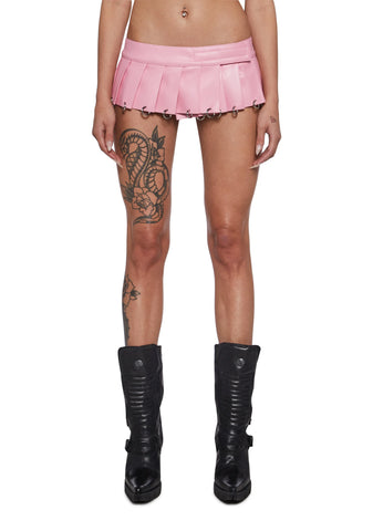 Pleated Mini Skirt With Rings - Pink