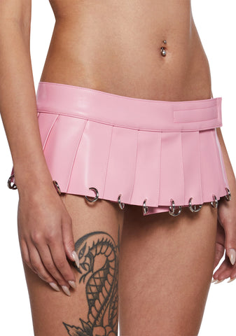 Pleated Mini Skirt With Rings - Pink