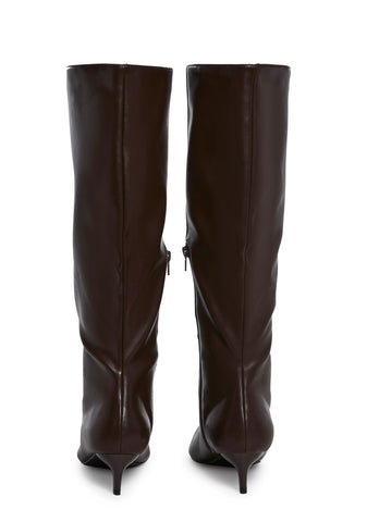 Elegant Tactics Knee High Boots - Brown