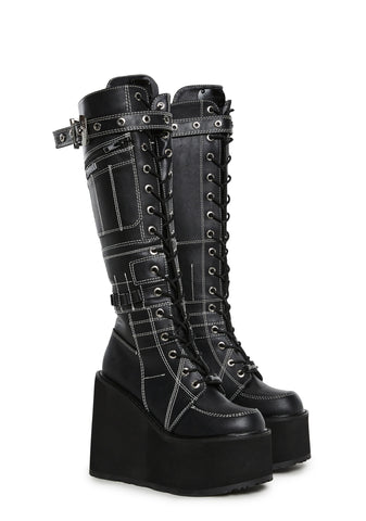 Swing-260 Platform Knee High Boots