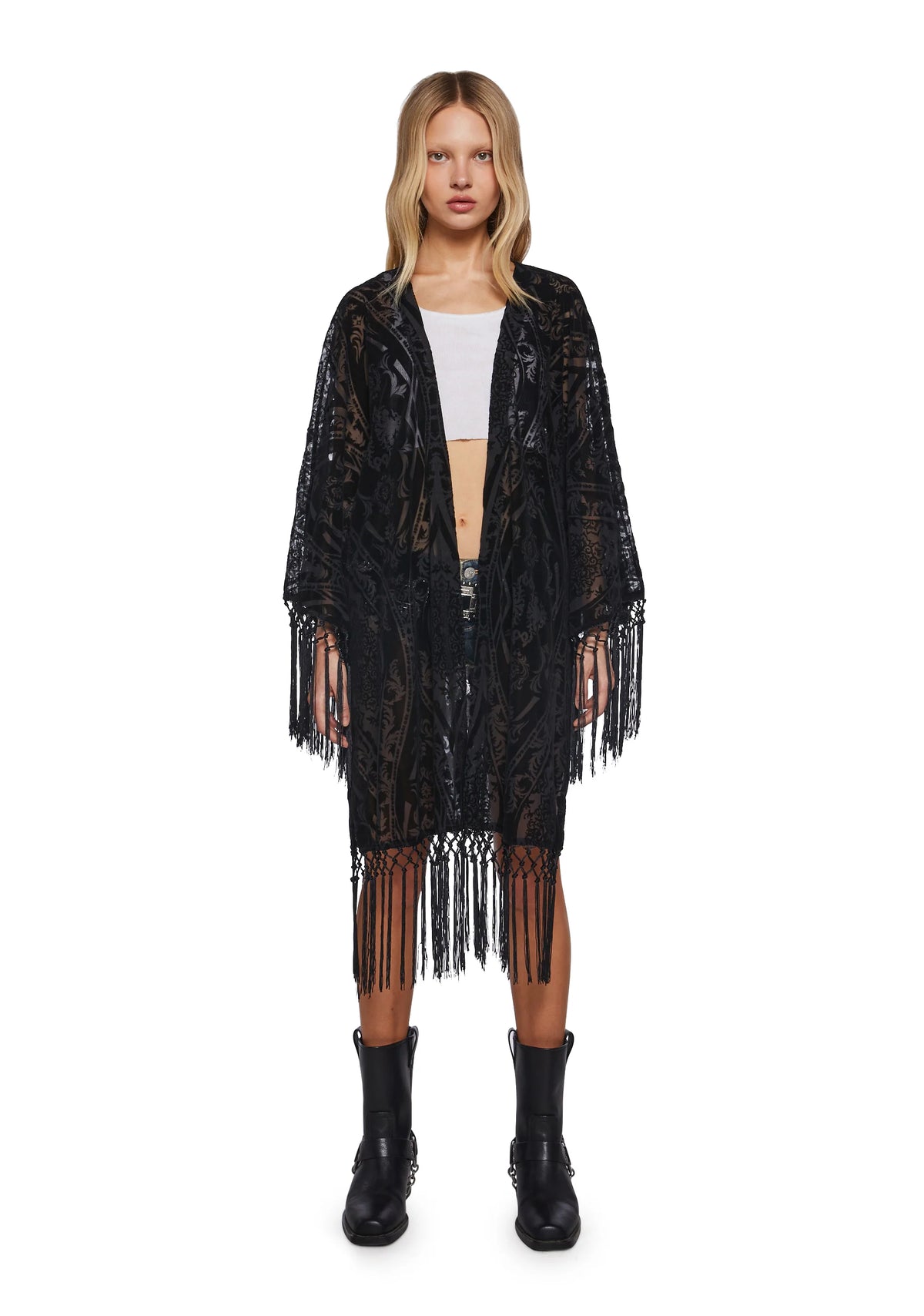 Cool Vibes Flocked Kimono