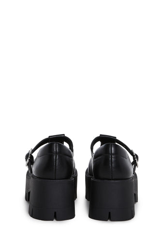 Playful Prelude Platform Mary Janes - Black