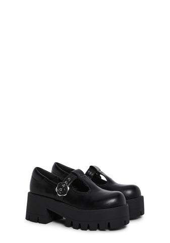 Playful Prelude Platform Mary Janes - Black