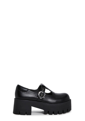 Playful Prelude Platform Mary Janes - Black