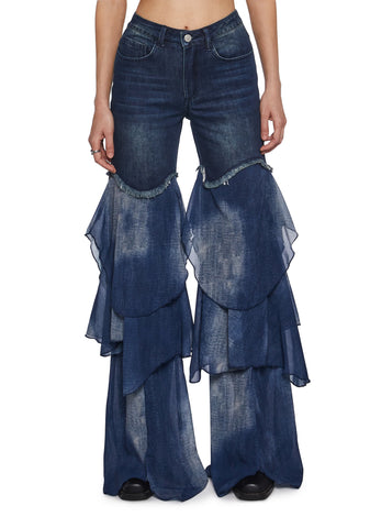 Water Bound Flared Denim Pants