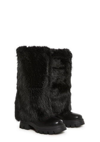 Ahsoka Foldover Flat Boots - Black