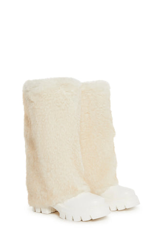 Ahsoka Foldover Flat Boots - White