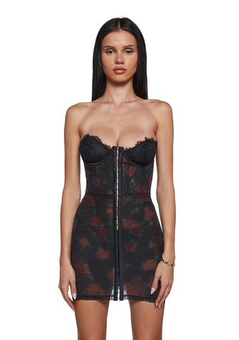 Captivating Gazes Slip Dress - Rose