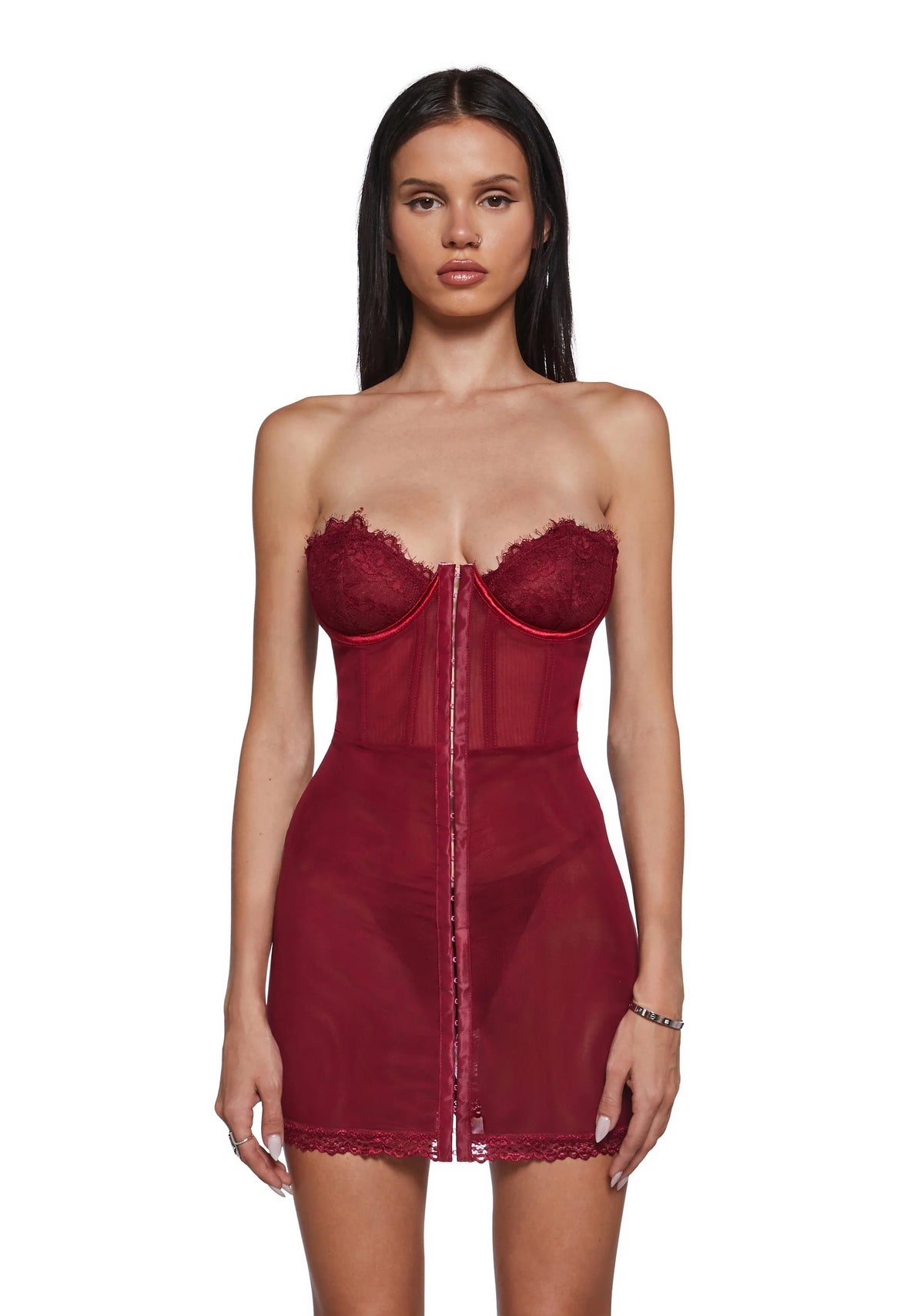 Captivating Gazes Slip Dress - Red