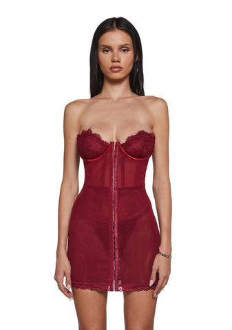 Captivating Gazes Slip Dress - Red
