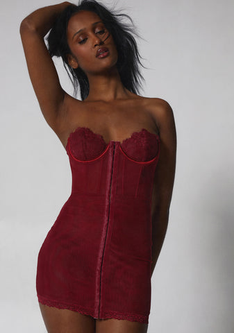 Captivating Gazes Slip Dress - Red