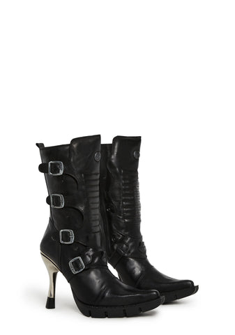 M-9373N-C2 Skinny Heel Moto Boots
