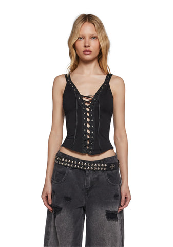 High Voltage Lace Up Top