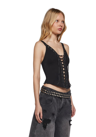 High Voltage Lace Up Top