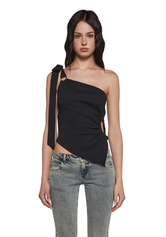 Dream Girl Asymmetrical Top - Black